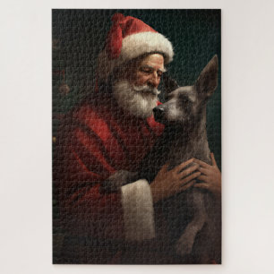 Xoloitzcuintli mit Santa Claus Festliches Weihnach Puzzle