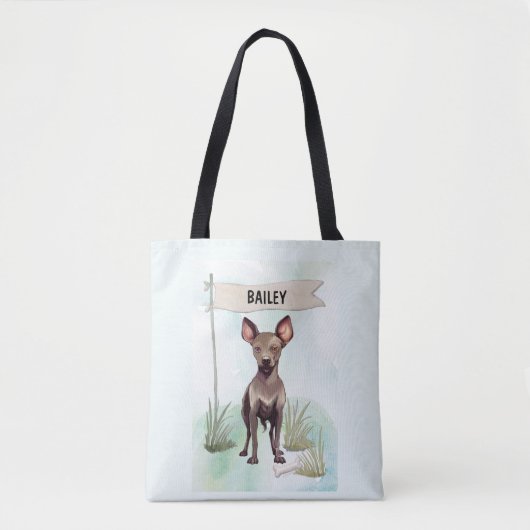 Xoloitzcuintli Wasserfarbe Personalisierte Hund Tasche (Vorderseite)