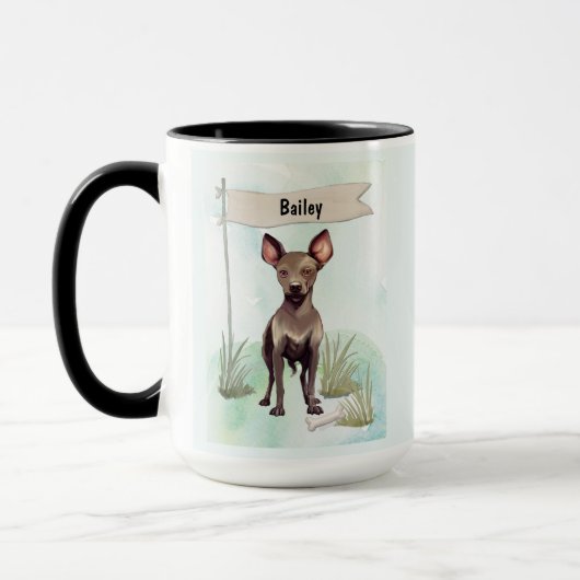 Xoloitzcuintli Wasserfarben personalisierter Hund Tasse (Links)
