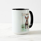 Xoloitzcuintli Wasserfarben personalisierter Hund Tasse (VorderseiteRechts)