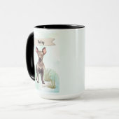 Xoloitzcuintli Wasserfarben personalisierter Hund Tasse (Vorderseite Links)