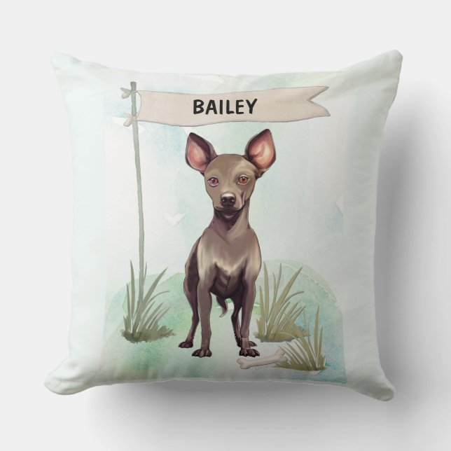 Xoloitzcuintli Watercolor Personalized Dog Kissen (Vorderseite)