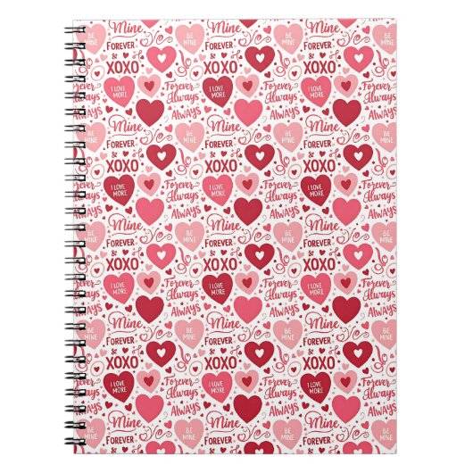XOXO & Always Be Mine Pink Rot Notizblock (Vorderseite)