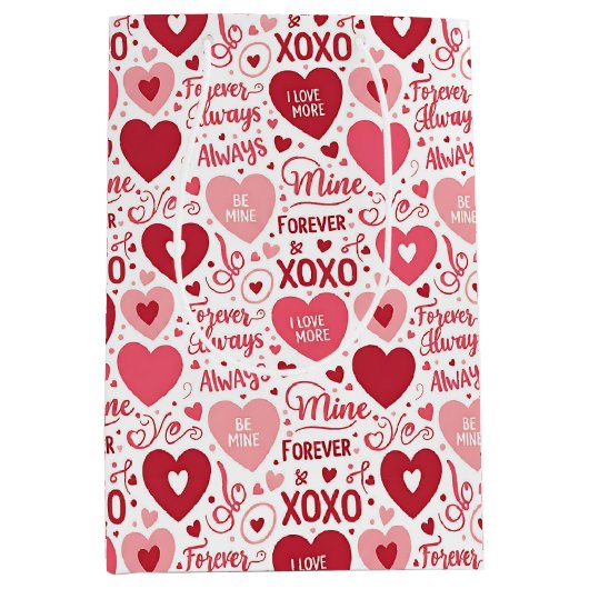 XOXO & Always Be Mine Valentine Wrapping Paper Mittlere Geschenktüte (Vorderseite)