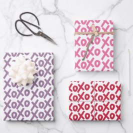 XOXO Ästhetische Lila, rosa, rote Liebe Preppy Geschenkpapier Set