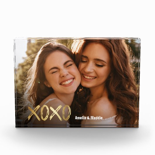 XOXO Best Friends Gold Script BESTE FREUNDIN Fotoblock (Vorderseite)