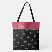 XOXO Black Gold Hot Pink Typografie Niedlich Tasche (Vorderseite)