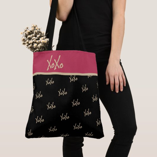 XOXO Black Gold Hot Pink Typografie Niedlich Tasche (Von Nahem)