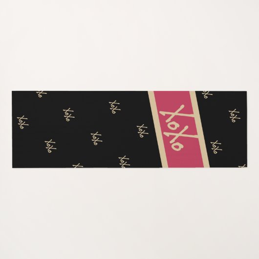 XOXO Black Hot Pink Gold Typografie Niedlich Yogamatte (Rückseite (Horizontal))