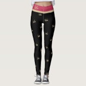 XOXO Black Hot Pink Gold Typografie Niedliche Legg Leggings (Vorderseite)