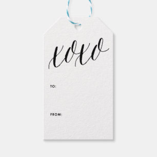 XOXO   Black Modern Calligraphy Gift Tag Geschenkanhänger