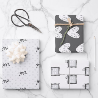 XOXO Black Valentine 19" x 29" Packpapier Geschenkpapier Set