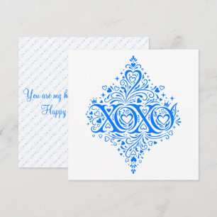 XOXO Blaue Valentins Kunst Feiertagskarte