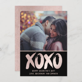 XOXO Blush Pink | Brushstroke Valentinstag Foto Feiertagskarte