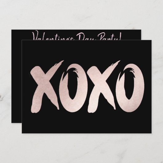 XOXO Blush Pink | Chic Brushstroke Valentinstag Einladung (Vorne/Hinten)