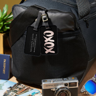 XOXO Blush Pink   Handgeschriebenes Pinselskript Gepäckanhänger