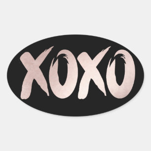 XOXO Blush Pink   Handgeschriebenes Pinselskript Ovaler Aufkleber