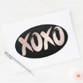 XOXO Blush Pink | Handgeschriebenes Pinselskript Ovaler Aufkleber (Umschlag)