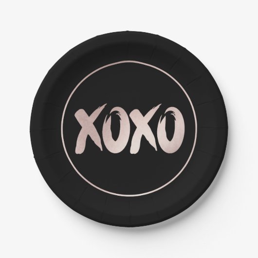 XOXO Blush Pink | Handgeschriebenes Pinselskript Pappteller (Vorderseite)