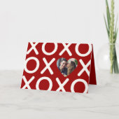 XOXO Crimson Red Foto Herz Liebe Karte (Vorderseite)