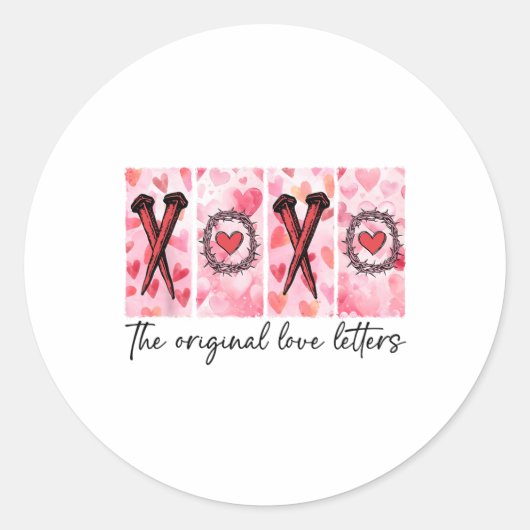 Xoxo Die ursprünglichen Liebe Buchstaben Retro übe Runder Aufkleber (Vorderseite)