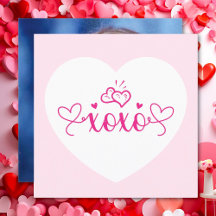 XOXO Eleganter Script Rosa Herz Valentinstag