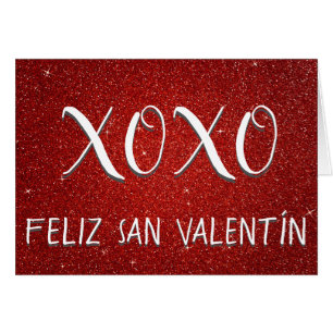 XOXO Feliz San Valentín Roter Glitzer und Sparkle