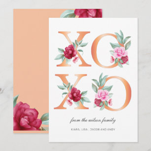 XOXO Floral Valentinstag Ferienkarte Feiertagskarte
