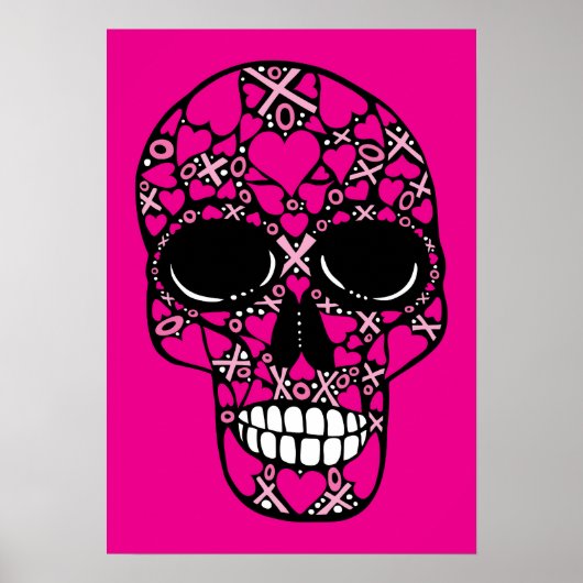 XOXO Forever - Skull Poster auf rosa (Vorne)