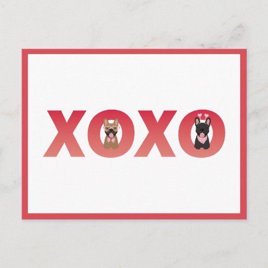 XOXO French Bulldogs Postkarte (Vorderseite)