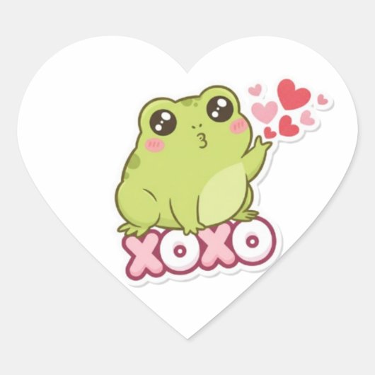 XOXO Frog Sticker Cute Frog Sending Kiss Romantic  (Vorderseite)
