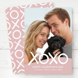 XOXO Frohen Valentinstag Foto Dusty Pink Modern Feiertagskarte
