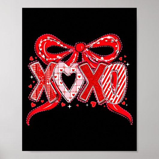 Xoxo Funny Valentines Day Love Coquette Bow Checke Poster (Vorne)