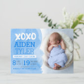 XOXO Geburtserklärung Ankündigung (Stehend Vorderseite)