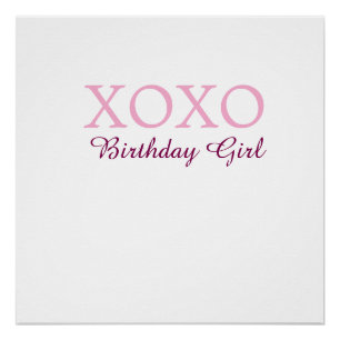 Xoxo Geburtstagsmädchen Name rosa mauve einfach Li Poster