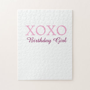 Xoxo Geburtstagsmädchen Name rosa mauve einfach Li Puzzle