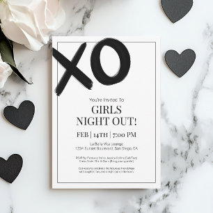 XOXO Girls Night Out Black Bestie Galentine Party Einladung
