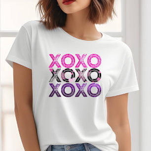 Xoxo Glitter Valentinstag T-Shirt mit abgenutztem