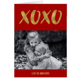 XOXO Gold Foil Valentine Day Foto Card gebürstet