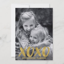 XOXO Gold Foil Valentine Day Foto Card gebürstet