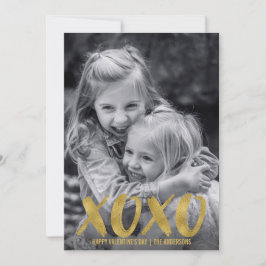 XOXO Gold Foil Valentine Day Foto Card gebürstet Feiertagskarte
