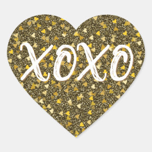 XOXO Golden Hearts Confetti Glitzer Herz-Aufkleber