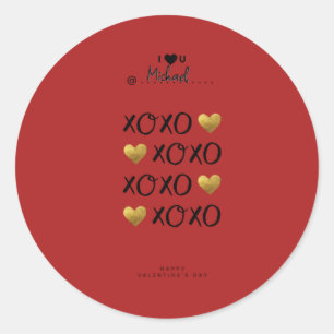 "XOXO" Goldene Herzen Frohen Valentinstag Rot Runder Aufkleber