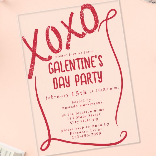 XOXO Hand Drawn Galentine’s Day Party Acryleinladungen