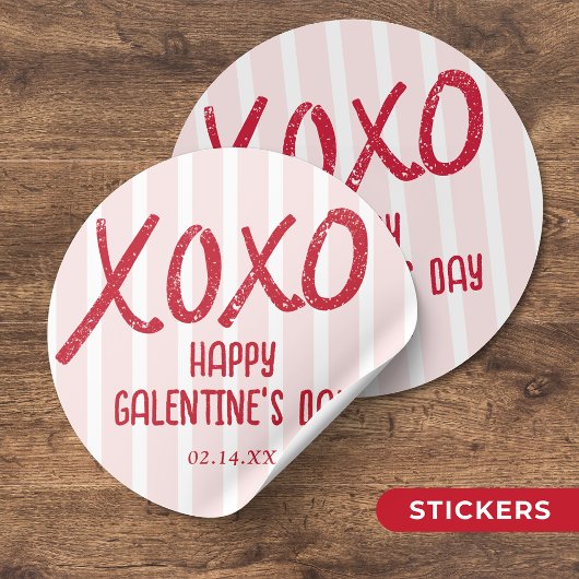 XOXO Hand Drawn Galentine’s Day Party Runder Aufkleber