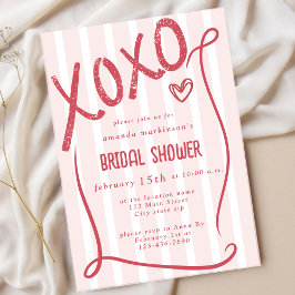 XOXO Hand Drawn Pink Bridal Shower Party Einladung