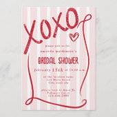 XOXO Hand Drawn Pink Bridal Shower Party Einladung (Vorderseite)
