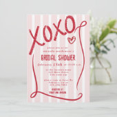XOXO Hand Drawn Pink Bridal Shower Party Einladung (Stehend Vorderseite)