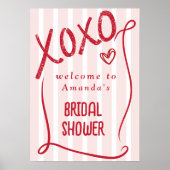 XOXO Hand Drawn Pink Bridal Shower Welcome Poster (Vorne)