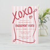 XOXO Hand Drawn Pink Engagement Party Einladung (Stehend Vorderseite)